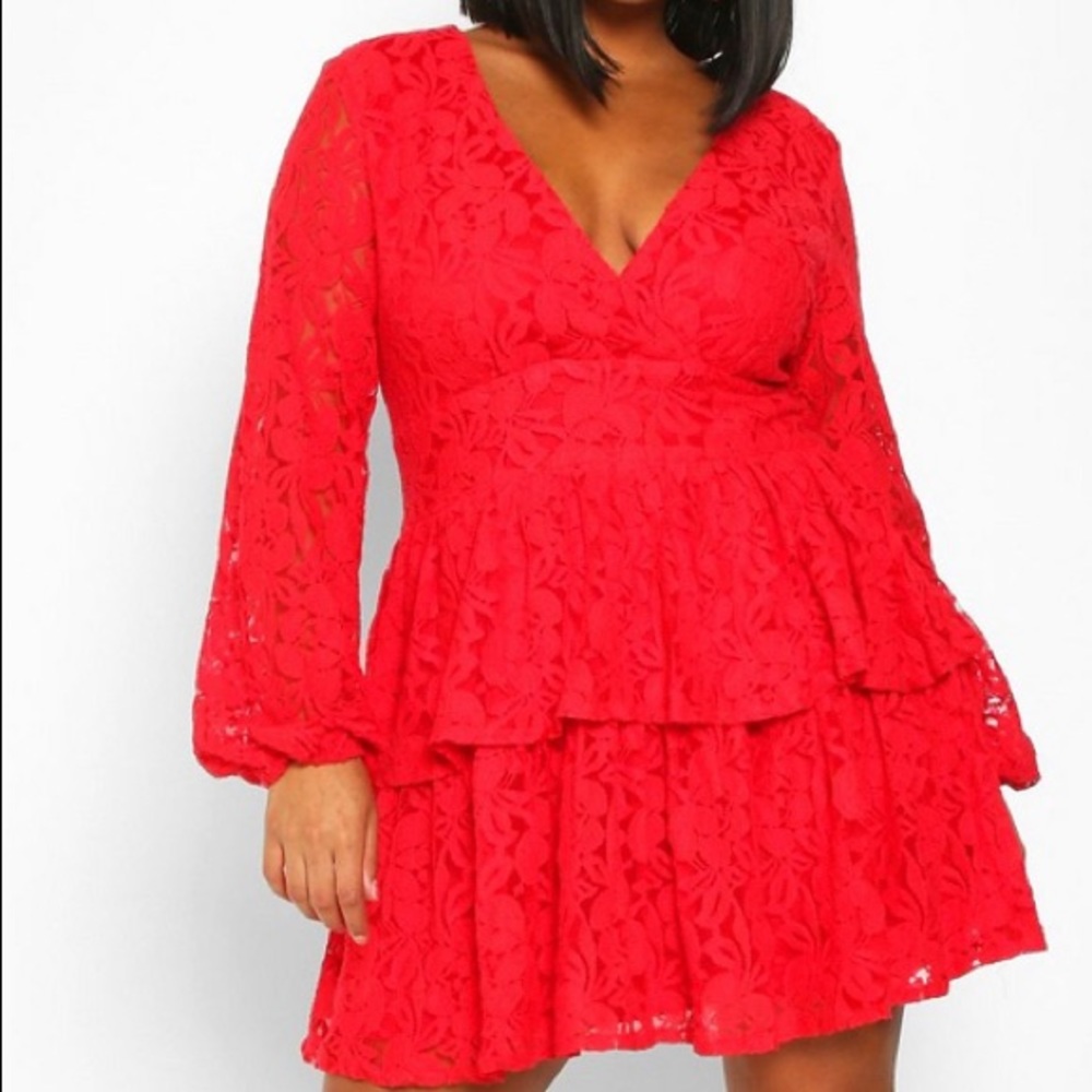 NWT Lace Plunge Skater Dress